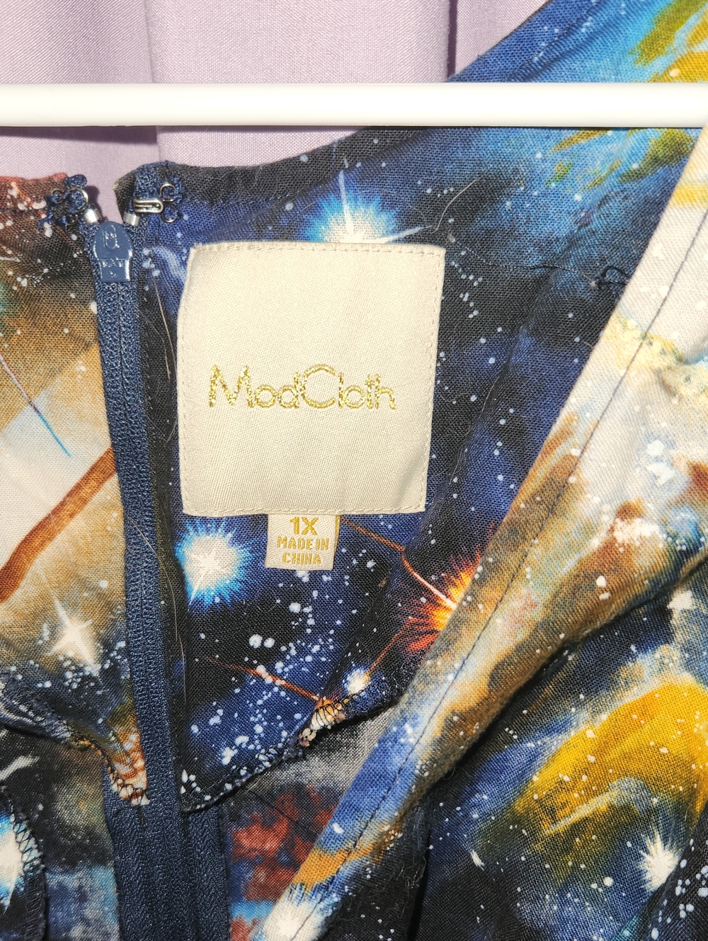 ModCloth Blue & Yellow Galaxy Print Dress - Picture 2 of 3